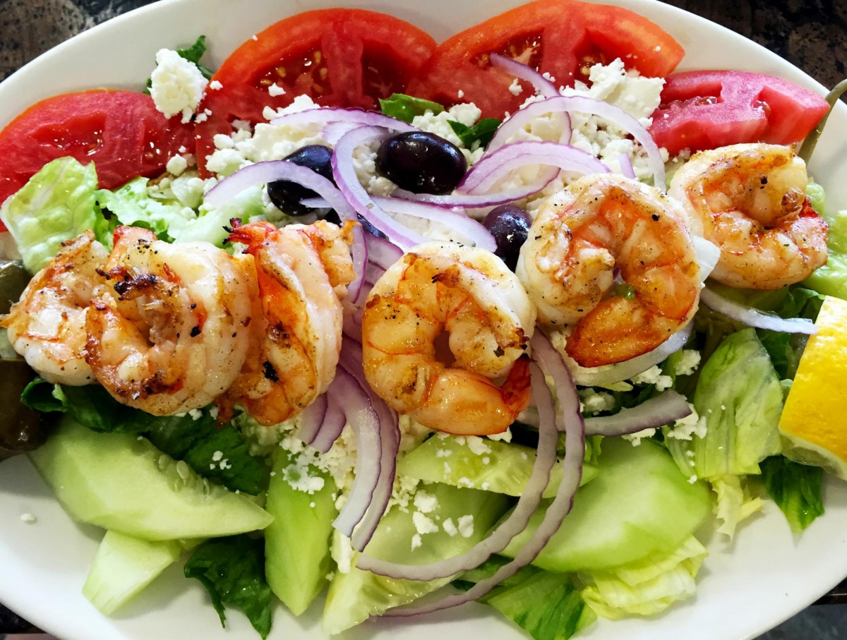 Greek Salad with Grilled Shrimp