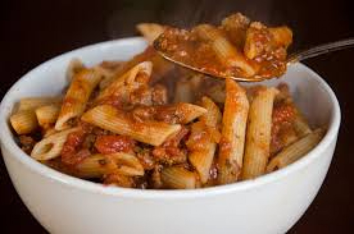 Penne with Meat Sauce & Marinara