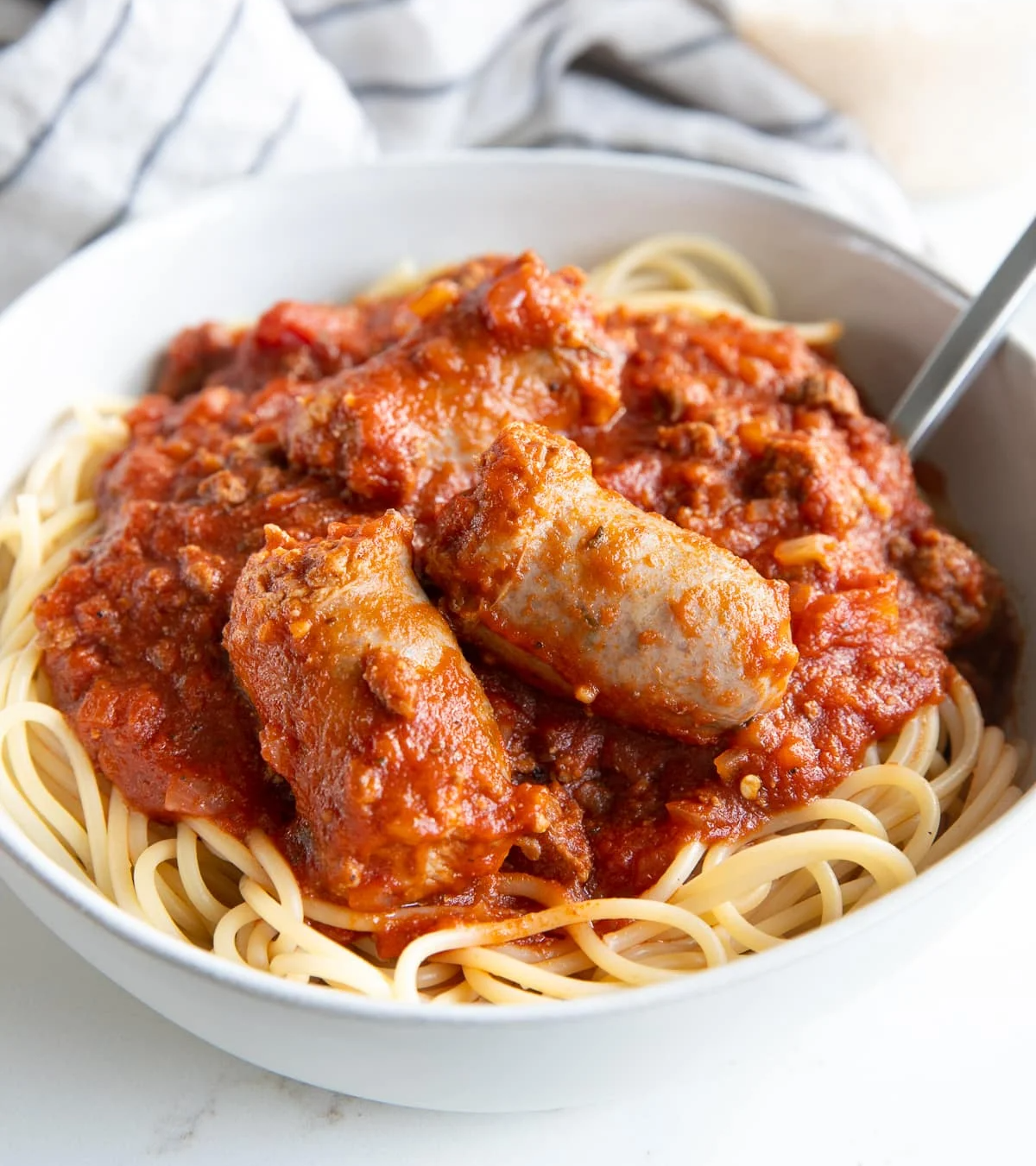 Pasta with Sausage and Meat Sauce