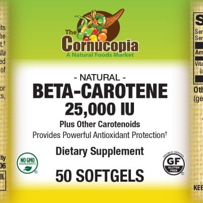 Natural Beta Carotene 25,000 IU 50 Softgels