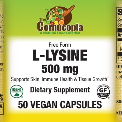 L-Lysine 500 mg Veg Caps 50CP