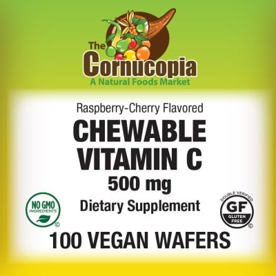 Chewable Vitamin C 500 mg Veg Wafers - Raspberry-Cherry Flavor