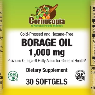 Borage Oil 1,000 mg Cold Pressed and Hexane Free Softgels 30SG