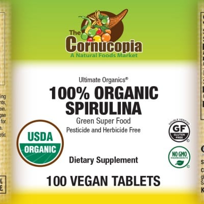 100% Organic Spirulina 500 mg Veg Tabs 100TB