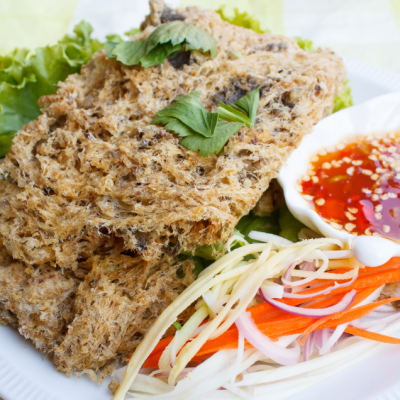 Fried Fish with Apple Salad