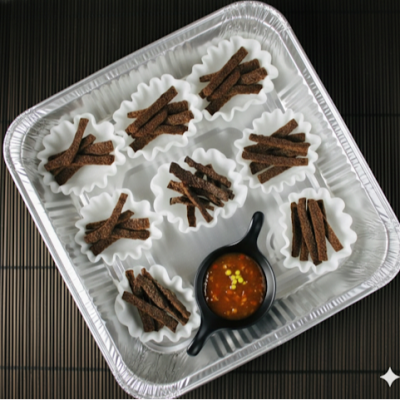 Rice paper crisps beef