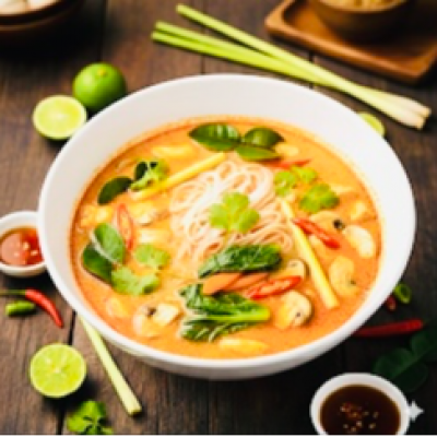 Tom yum noodle vegetable soup