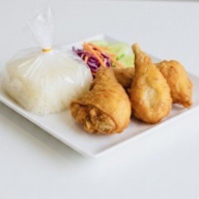 Soy Chicken Dumpstick with Sticky Rice