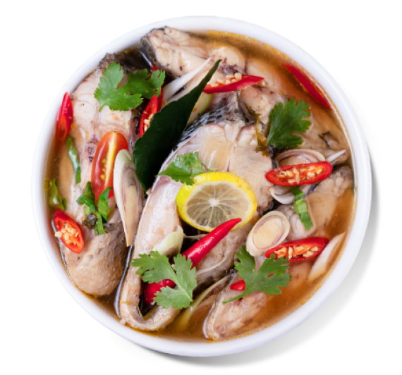 BOLIED FISH INFUSION WITH TOMATO MUSHROOM 