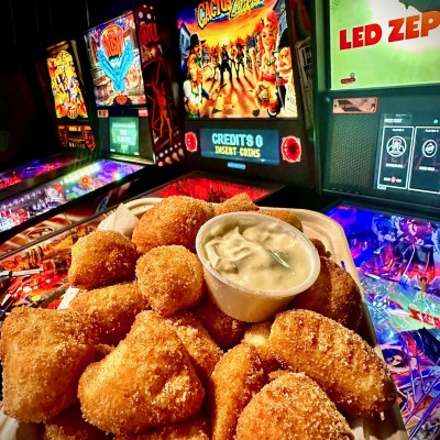 Cinnamon Sugar Pinballs with Cream Cheese Dip