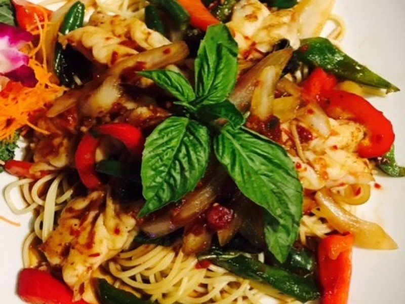 Jumbo Shrimp Spaghetti Basil Sauce