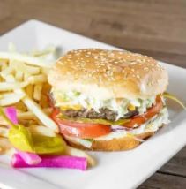 Tartine Mediterranean Burger & Fries combo