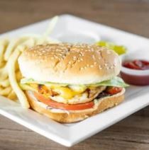 Tartine Mediterranean Chicken Burger & Fries