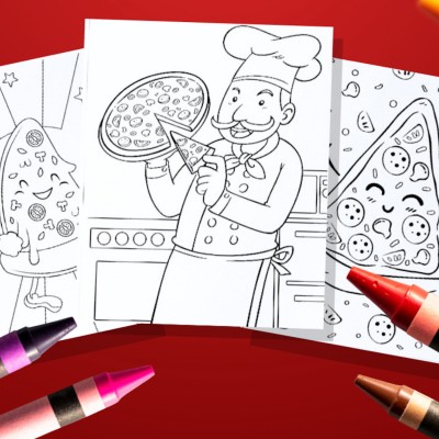 Coloring page with crayons