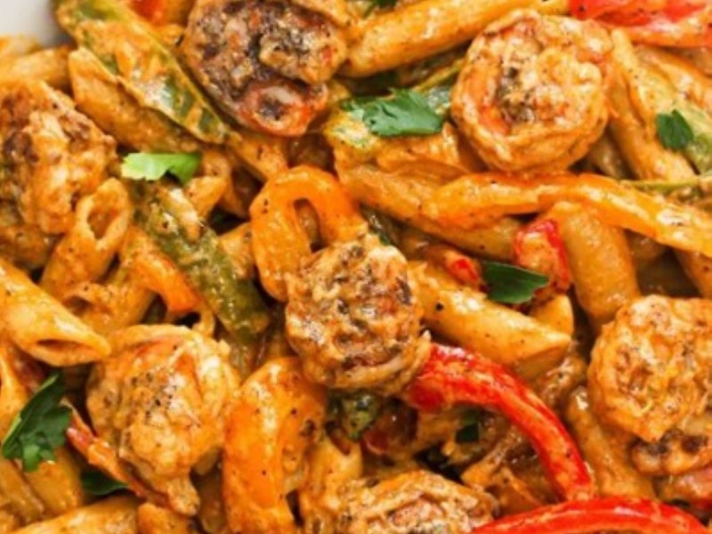 Rasta Pasta with shrimp
