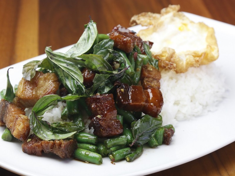 Crispy Pork Basil Stirfry