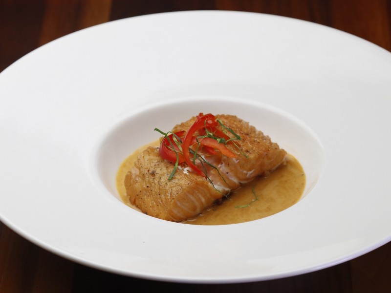 Salmon in panang sauce