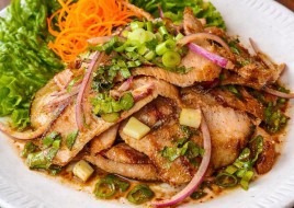 Grilled Pork Jowl Salad คอหมูย่างน้ำตก