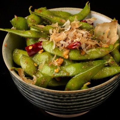 Spicy Garlic Edamame