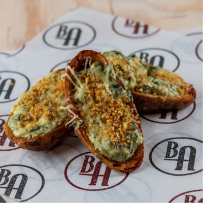 Spinach Artichoke Supreme Potato Skins