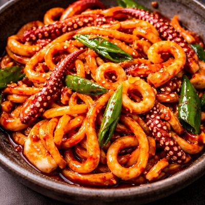 Spicy Squid Stir-Fried Udon (오징어 우동볶음)
