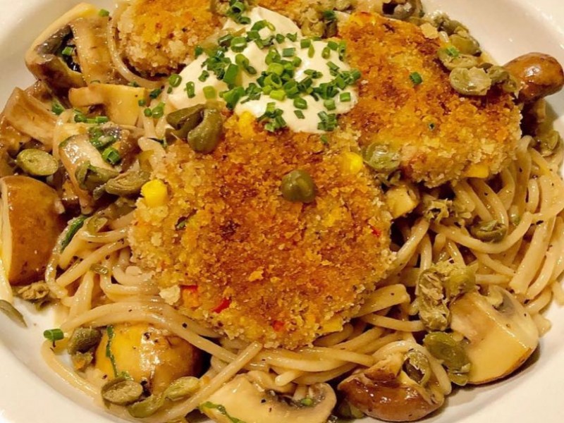 Sea Cakes with Lemon Basil Pasta