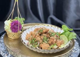 Crispy chicken larb salad