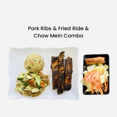 Pork Ribs & Fried Rice & Chowmein