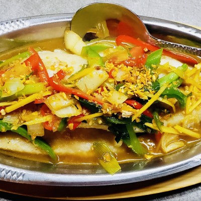 STEAMED FISH FILLET GINGER SAUCE