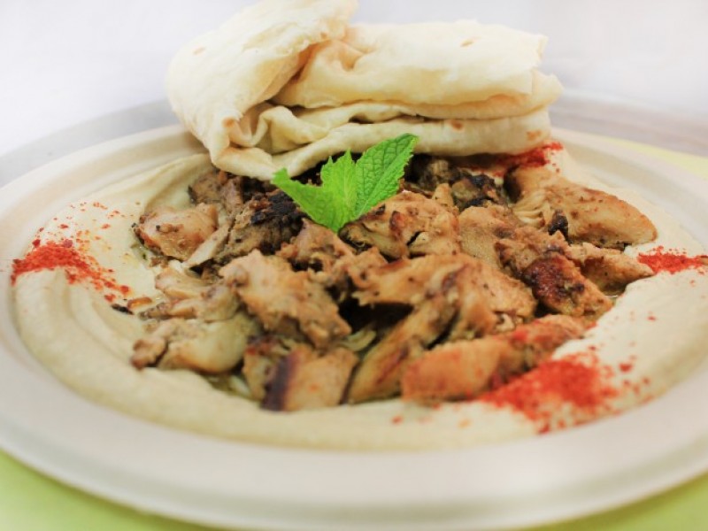 Hummus with Chicken Shawarma