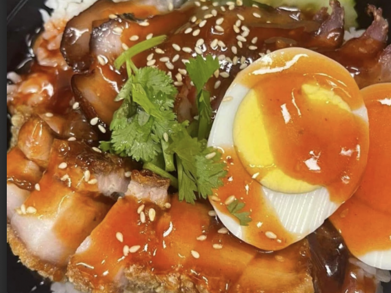 BBQ pork & crispy pork on rice