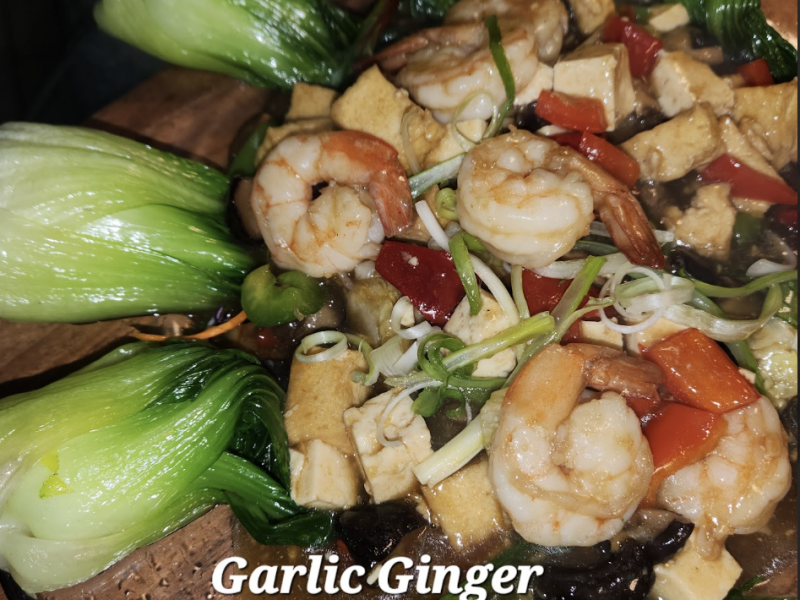 Garlic Ginger Shrimp Tofu Bok Choy