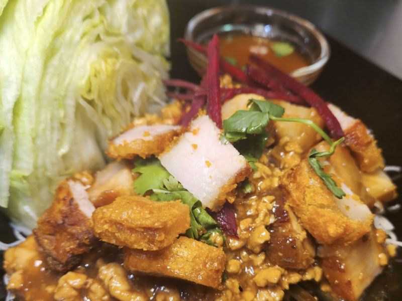 Lettuce Wrap Chicken And Crispy Pork Belly