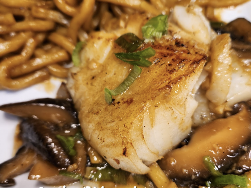 Cod with Udon Noodle Ginger Sauce