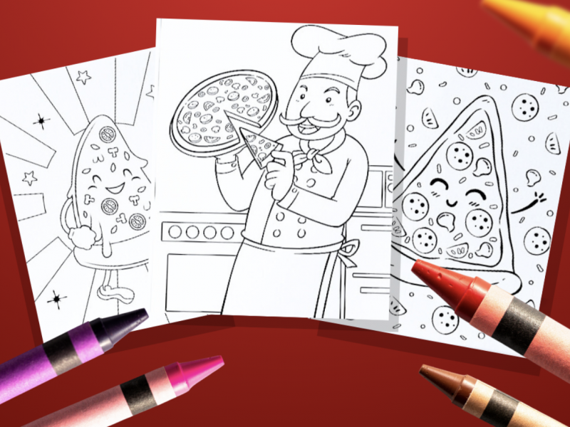Coloring page with crayons
