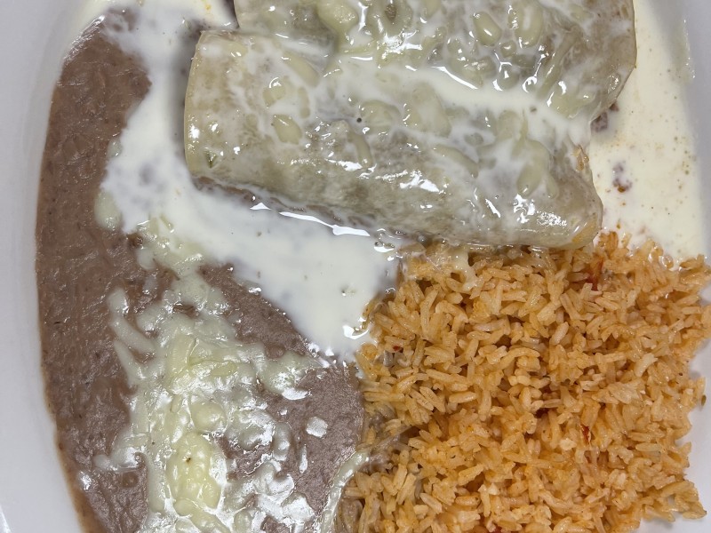 2. Two Enchiladas,Rice And Beans 
