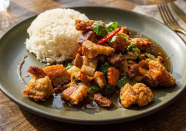 Kra Pow Moo Krob (Crispy Pork belly)