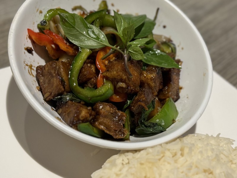 Spicy Basil with Crispy Pork (Served with Rice)