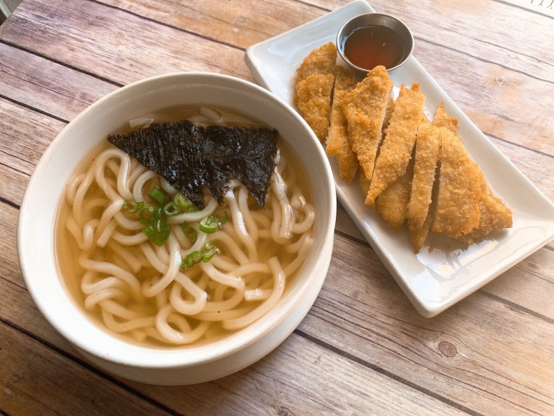 Udon Noodle Soup with Crispy chicken