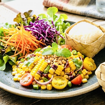 Spicy Corn Salad With Sticky Rice