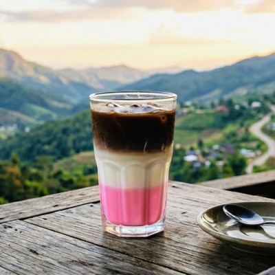 Iced Pink Oak Milk Cocoa