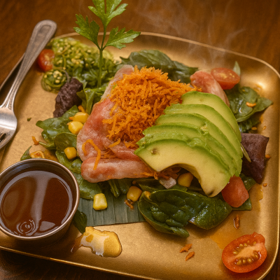 Seared Garlic Tuna Spinach Salad