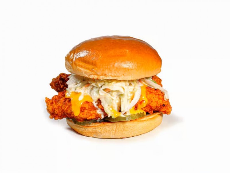 Spicy Chicken Sandwich with Coleslaw & Pickles