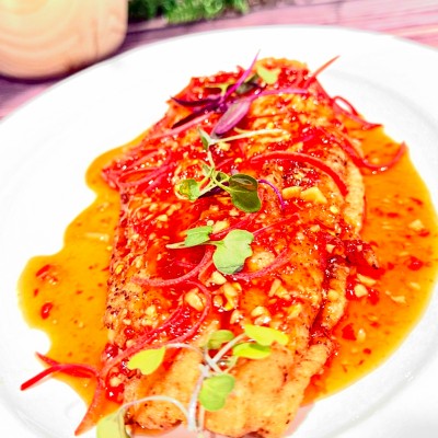Pla Sam Rod (Crispy Fish with Three-Flavor Sauce)