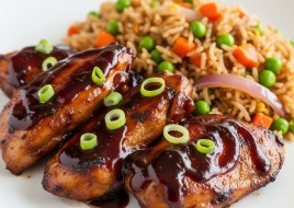 Bourbon Chicken with Fried Rice