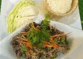 53. Namtok Moo with Sticky Rice