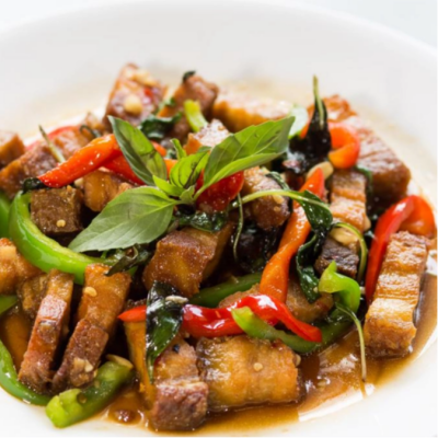 E13. Crispy Pork with Chili Basil