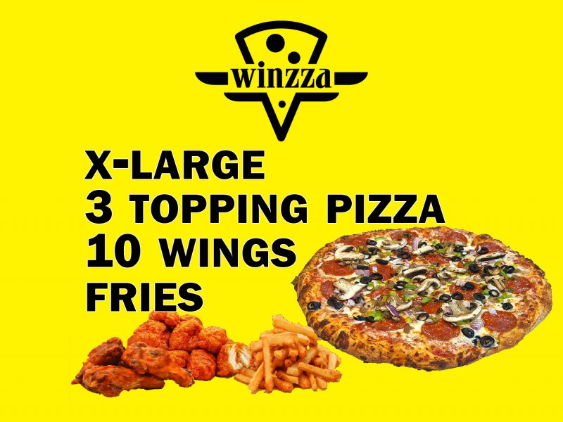 X-Large Pizza, 10 Wings, Fries or Salad 🎂