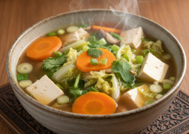 Tofu and Mixed Vegetables Soup