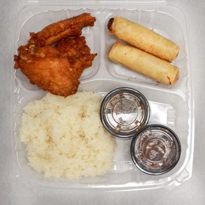 Sticky Rice & Fried Chicken Wings & Egg Roll